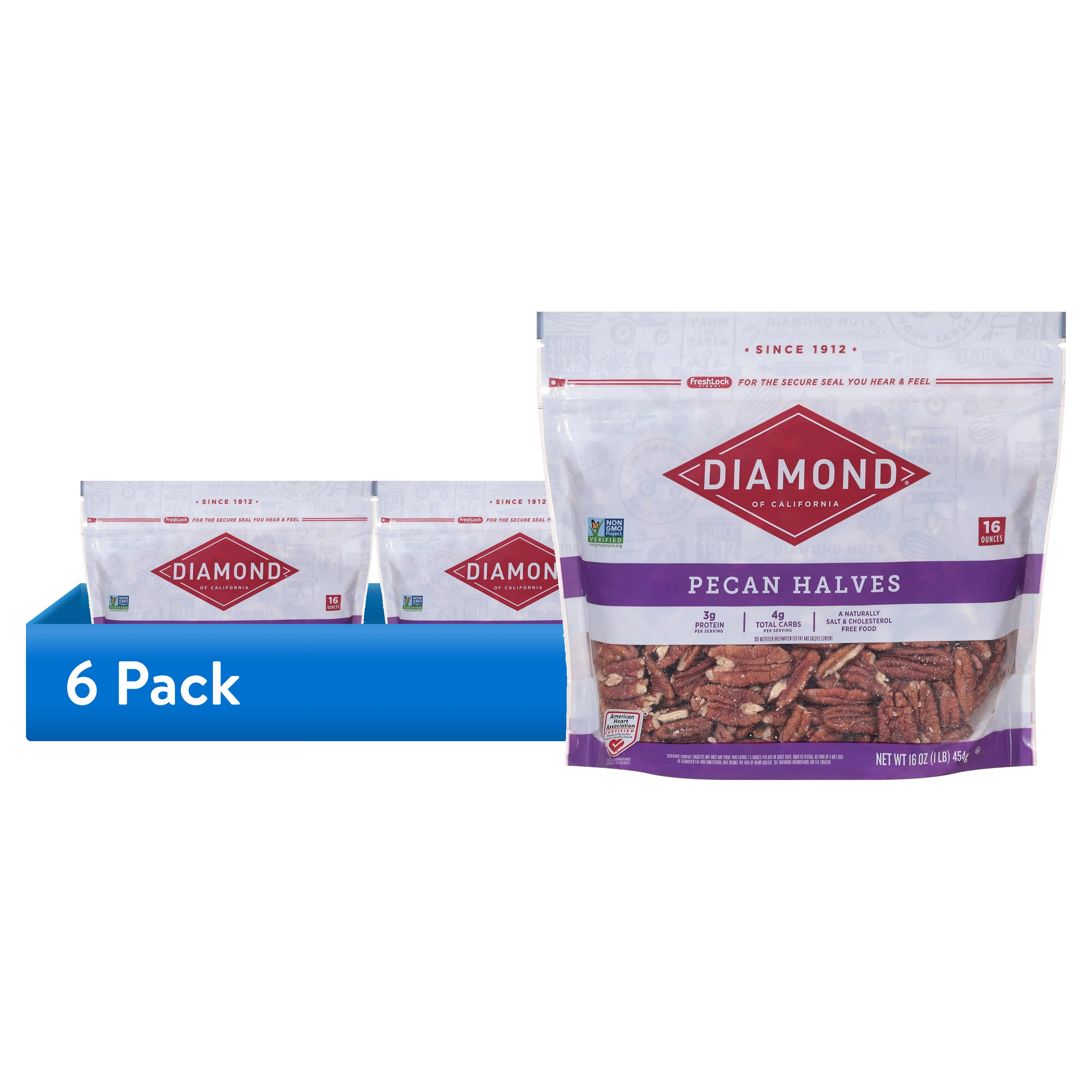 (6 pack) Diamond of California Pecan Halves 16oz