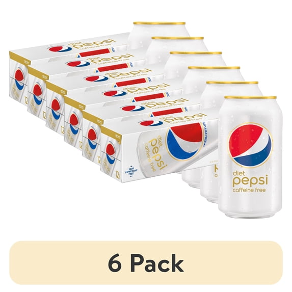 (6 pack) Diet Pepsi Caffeine Free, 12 fl oz, 12 Pack Cans