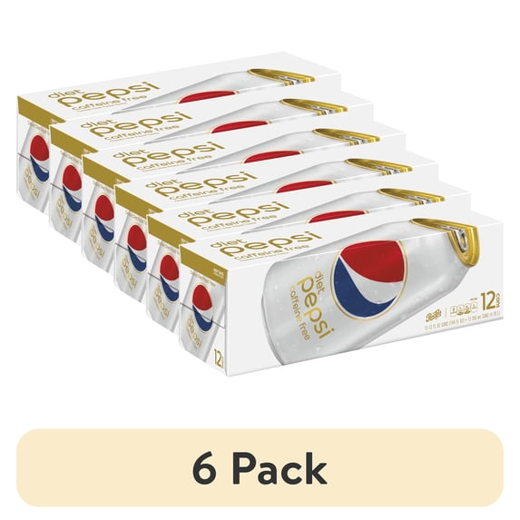 (6 pack) Diet Pepsi Cola Caffeine Free Soda Pop, 12 fl oz, 12 Pack Cans