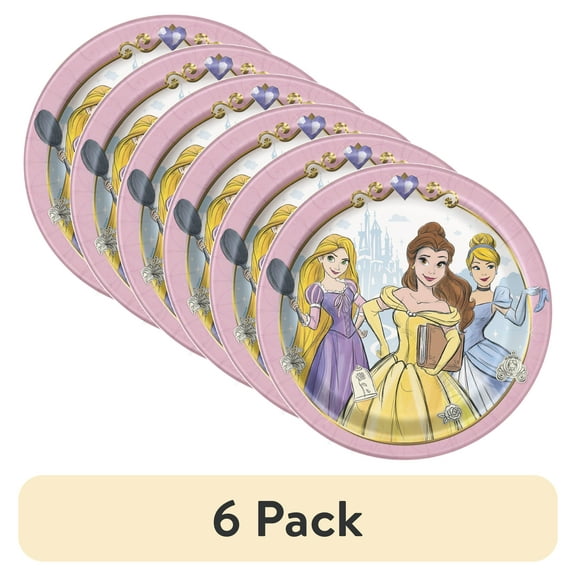 (6 pack) Disney Princess Paper Dinner Plates, 9in, 8ct
