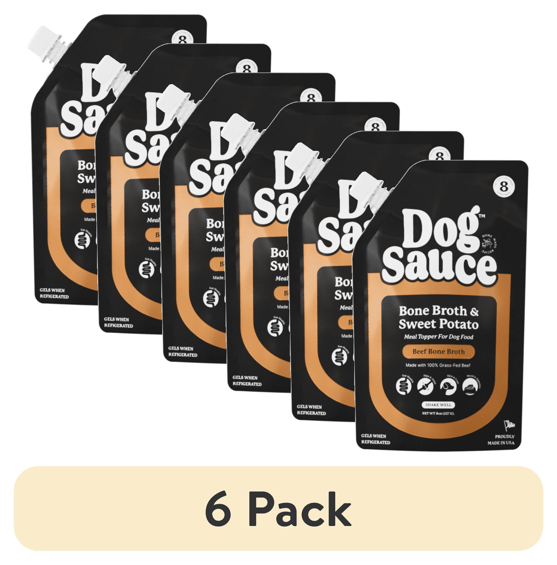 (6 pack) DogSauce Sweet Potato & Beef Bone Broth Gourmet Meal Topper for Dogs, 8 oz