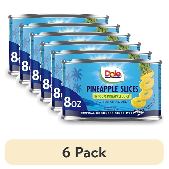 (6 pack) Dole Canned Fruit, Pineapple Tidbits in 100% Pineapple Juice, Gluten Free, Pantry Staples, 8 Oz, Packaging May Vary
