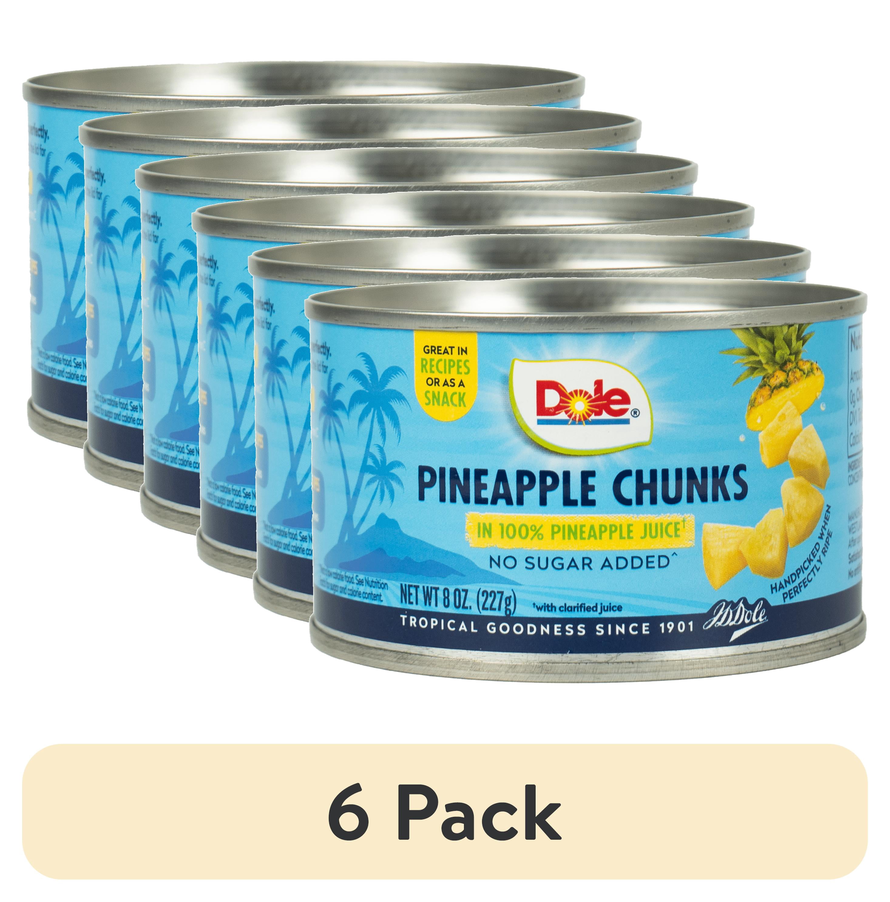 (6 pack) Dole Canned Pineapple Chunks in 100% Pineapple Juice, 8 oz ...