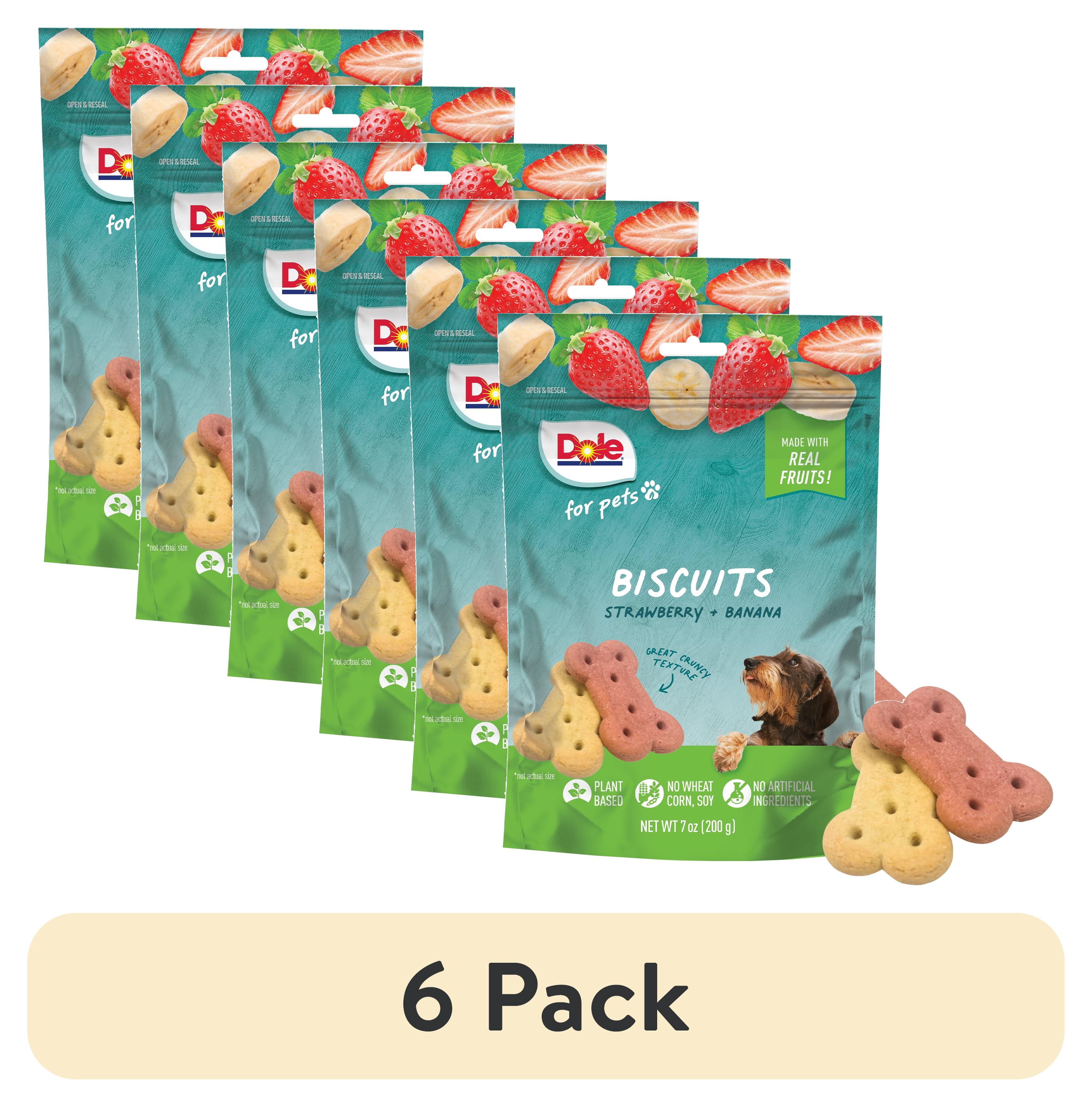 (6 pack) Dole Dog Biscuit Treats, Banana & Strawberry Flavor, Soy Free, 7oz