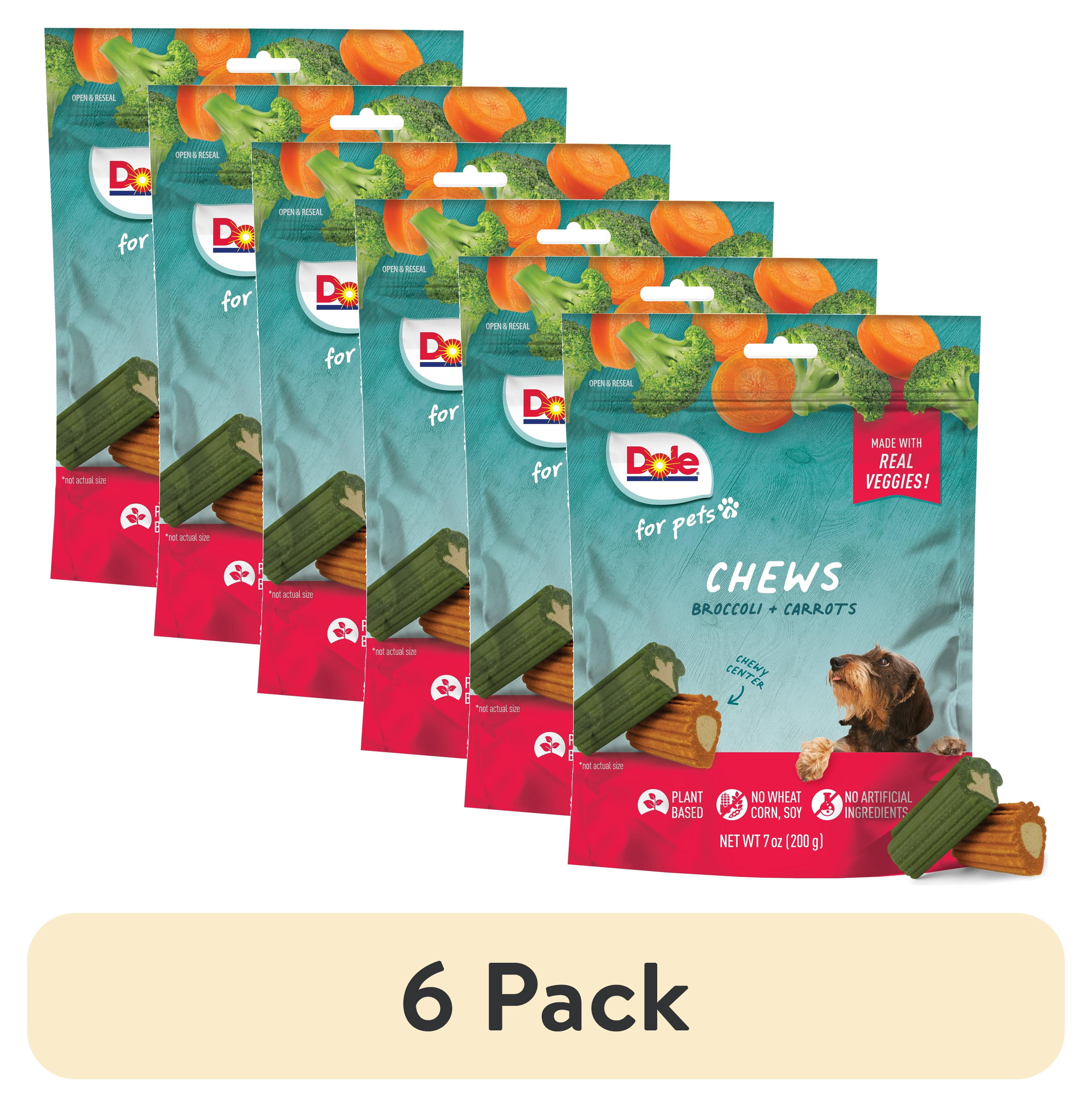 (6 pack) Dole Dog Chew Treats, Broccoli & Carrot Flavors, No Wheat, Corn or Soy, 7 oz