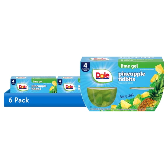 (6 pack) Dole Fruit Bowls Diced Pineapple in Lime Gel, 4.3 oz Cups (4 Pack)