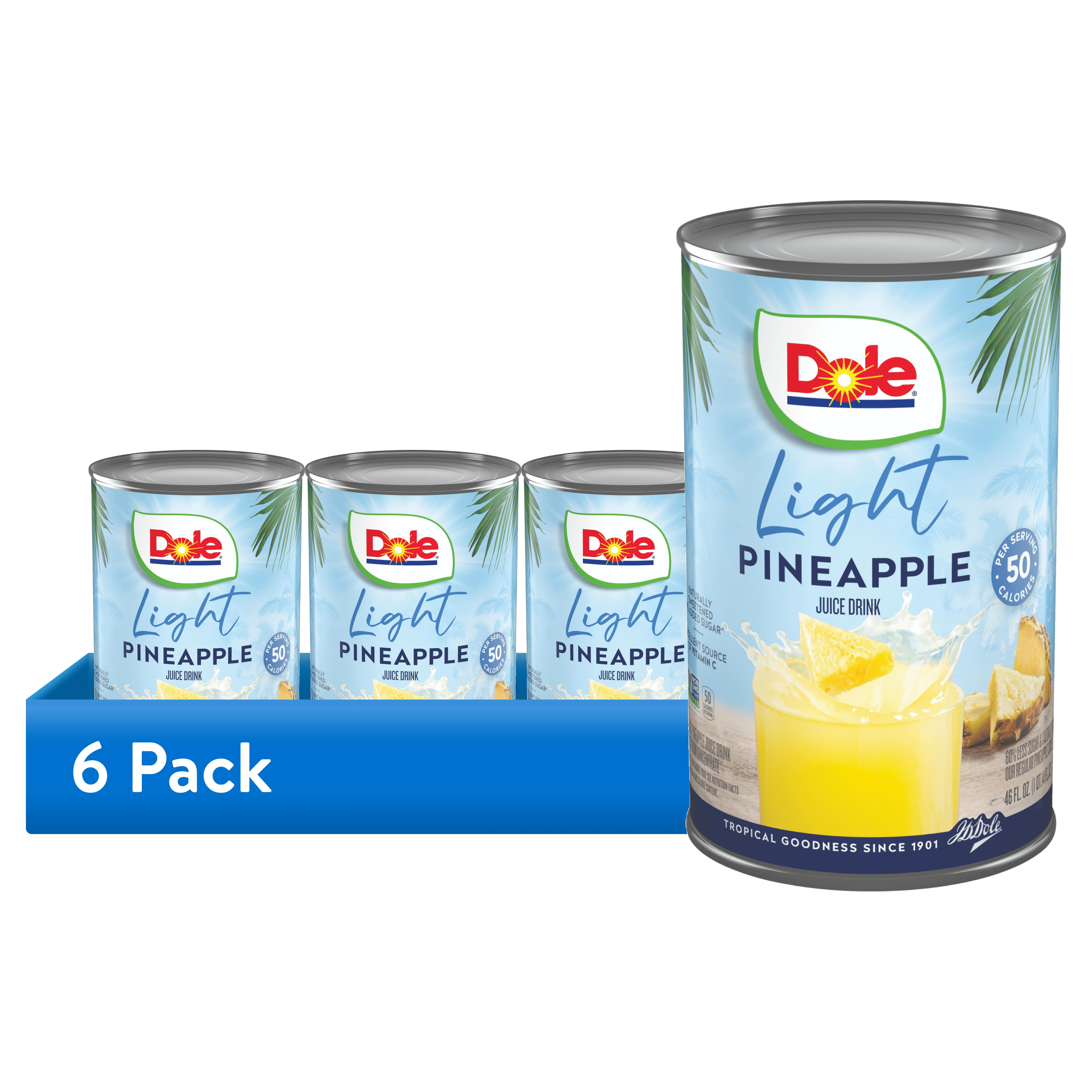 (6 pack) Dole Light Pineapple Juice Drink with No Added Sugar^^, 46 fl oz Can