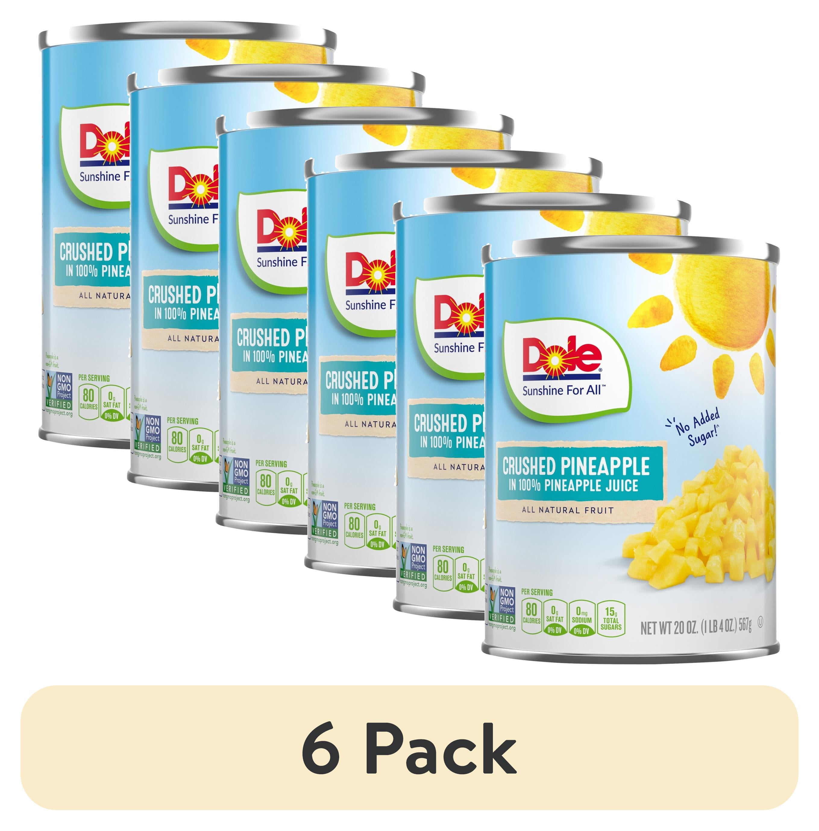 (6 pack) Dole Pineapple Crushed In 100% Pineapple Juice 20 oz Package May Vary