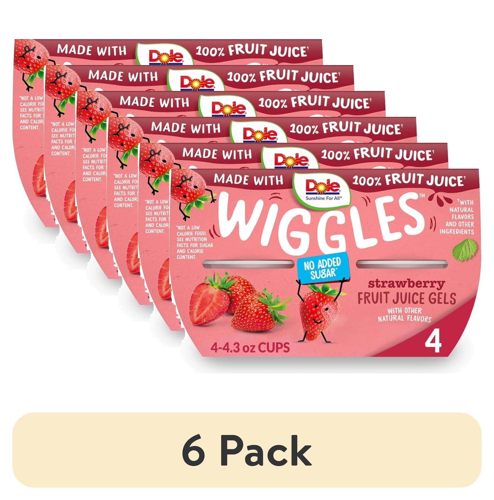 (6 pack) Dole Wiggles Strawberry Fruit Juice Gels, 4.3 oz Cups (4 Pack)