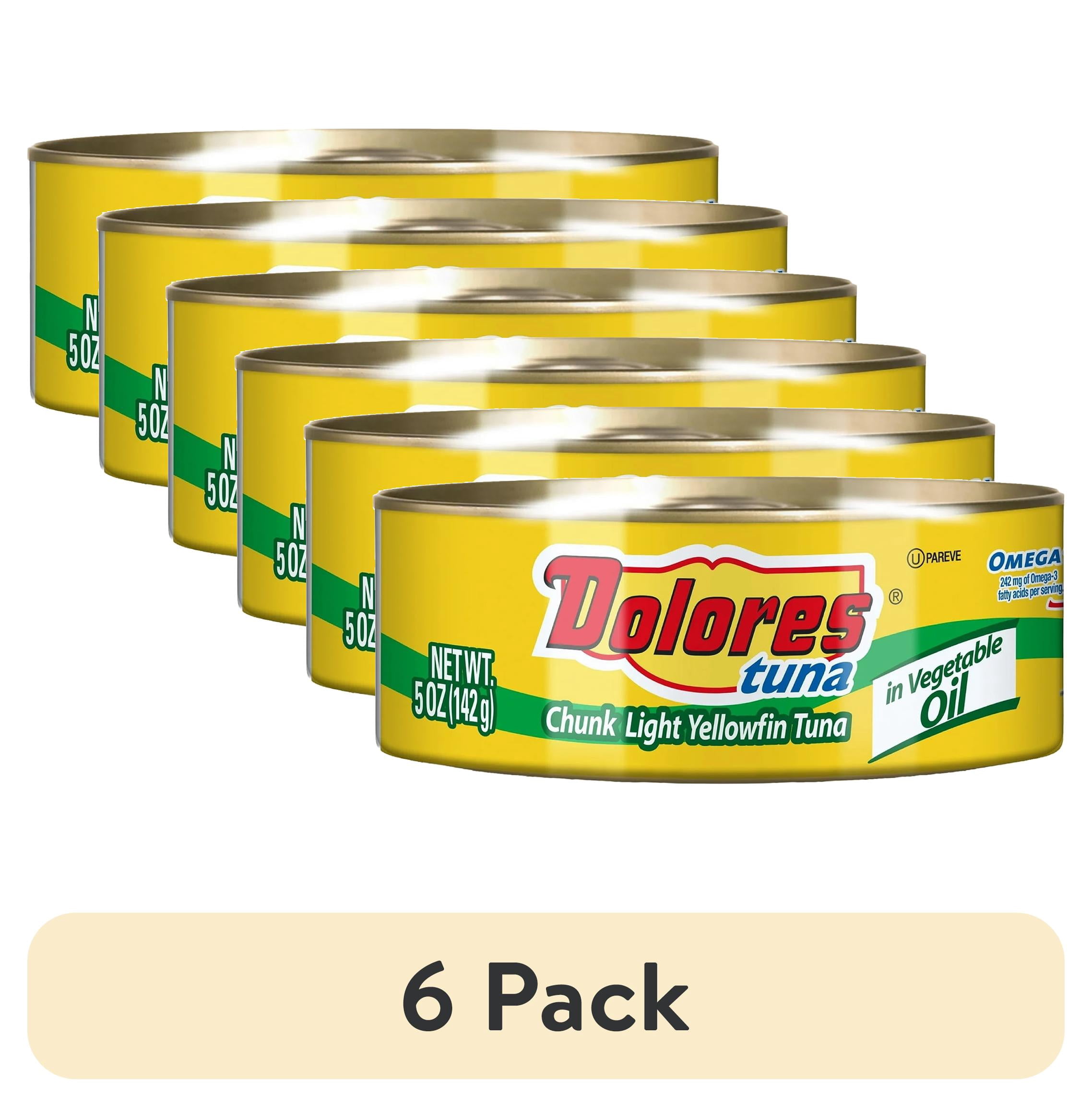 (6 pack) Dolores Tuna, Chunk Light Yellowfin Tuna in Vegetable Oil, 5 oz Can