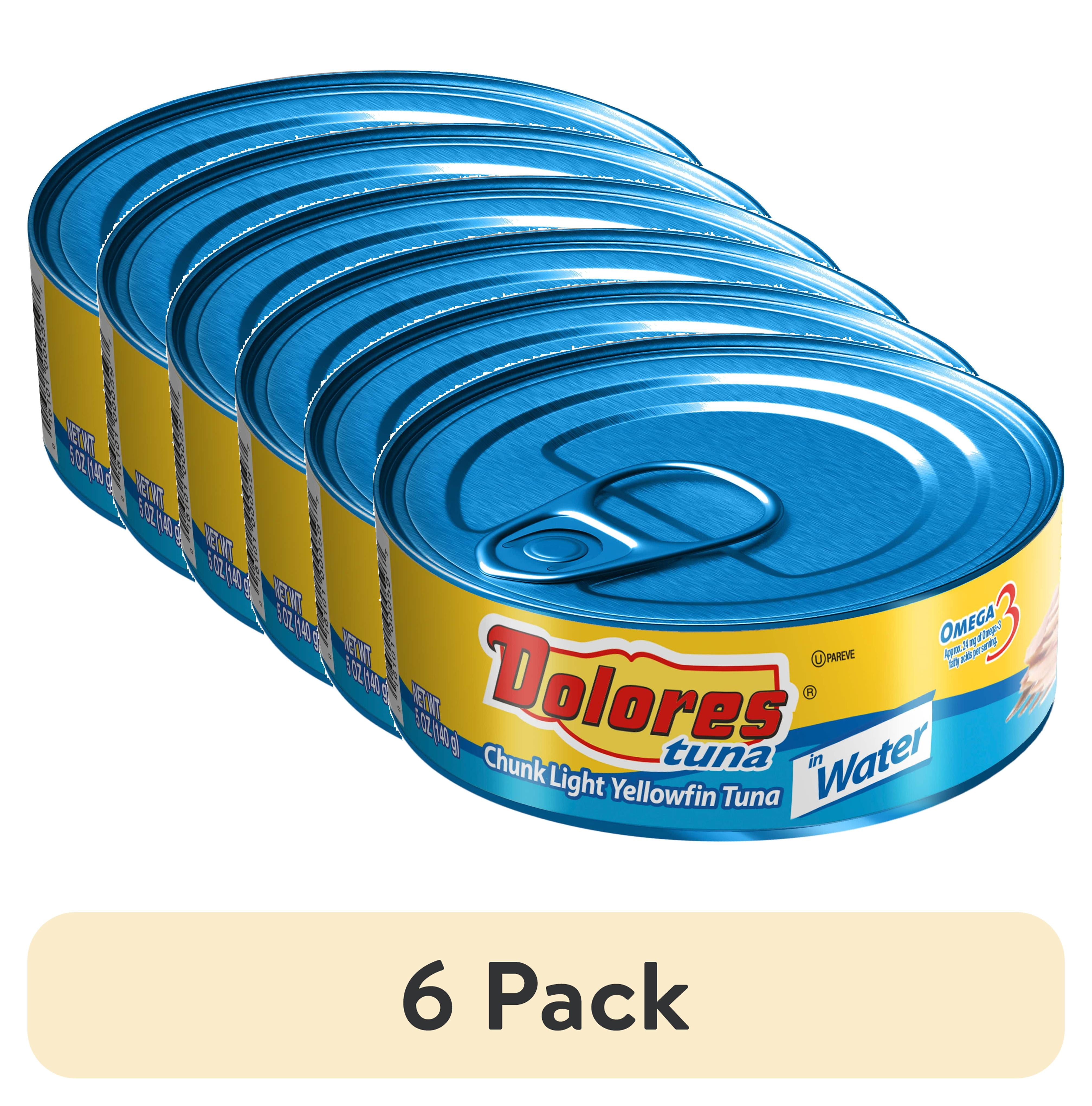 (6 pack) Dolores® Tuna in Water, Chunk Light Yellowfin Tuna in Water, 5 oz Can