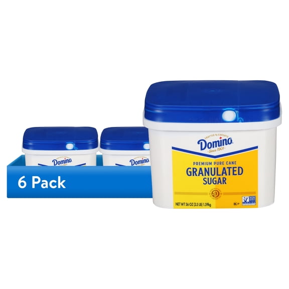 (6 pack) Domino Premium Pure Cane Granulated Sugar, 3.5 lb Tub