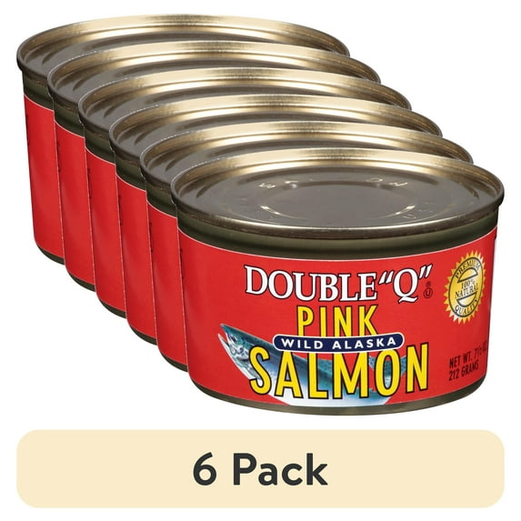 (6 pack) Double "Q" Wild Alaskan Canned Pink Salmon, 7.5 oz