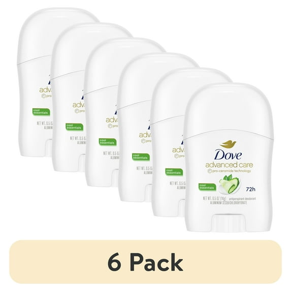 (6 pack) Dove Advanced Care Antiperspirant Deodorant Stick for Women Cool Essentials with Pro Ceramide Technology, 0.5 oz