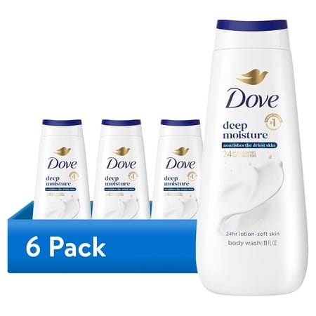 (6 pack) Dove Body Wash For 24hr Lotion-Soft Skin-Deep Moisture Moisturizing Skin Cleanser with No Sulfates No Parabens ,11 fl oz