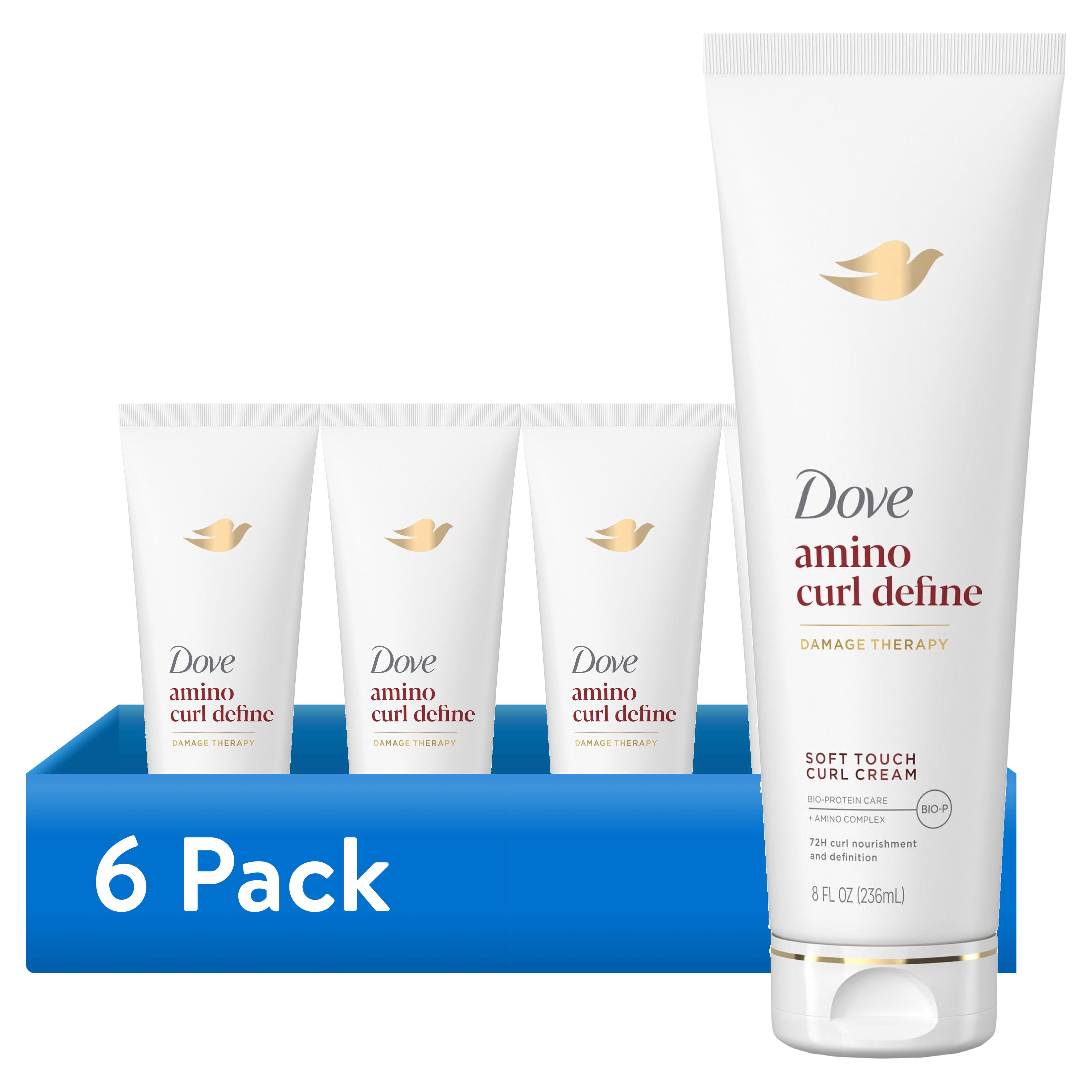 (6 pack) Dove Curl Cream for Curly, Coily Hair Amino Curl with Bio-Protein Care Technology + Amino Complex, 8 Fl Oz