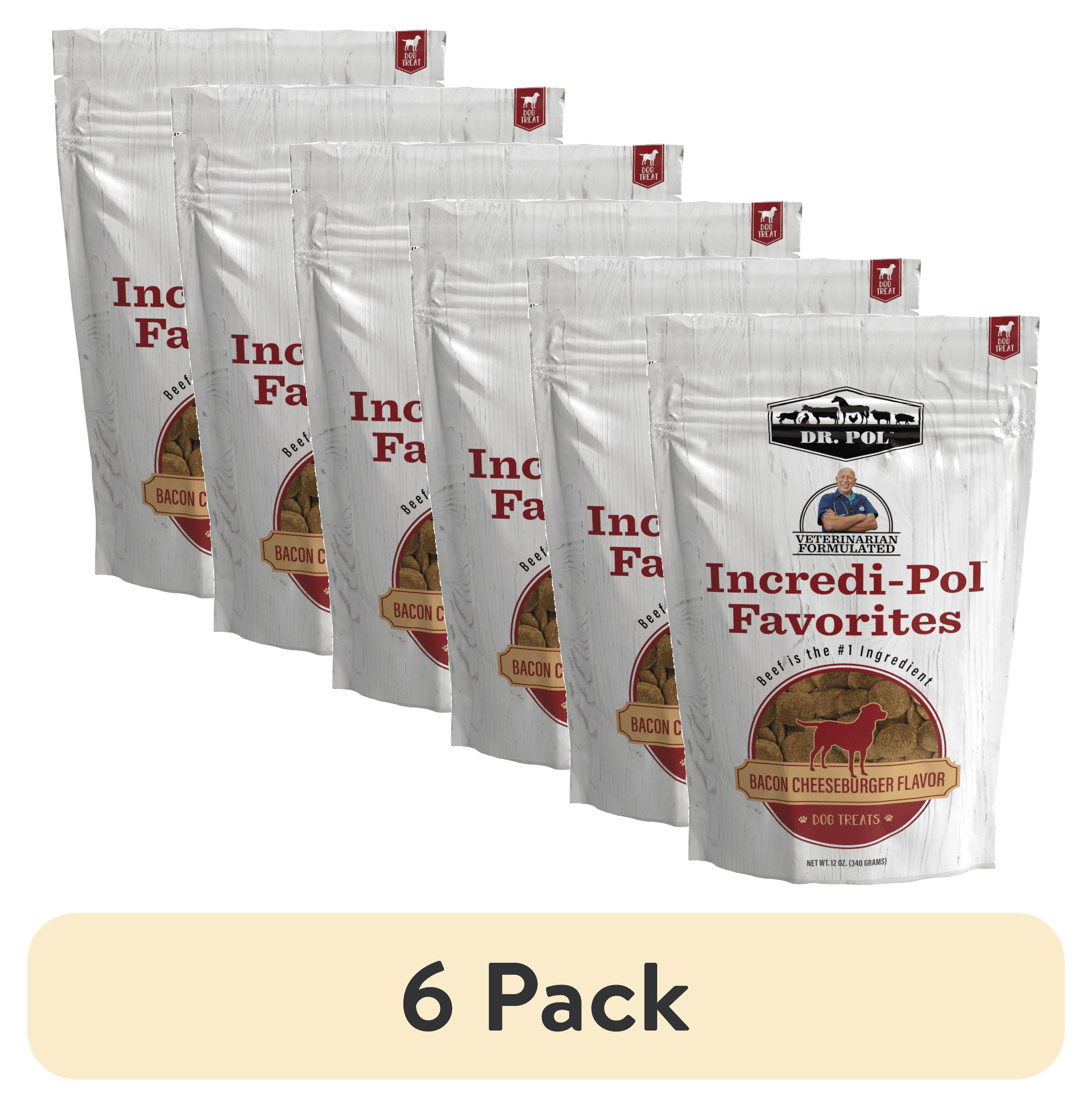 (6 pack) Dr. Pol Incredi-Pol Favorites Bacon Cheeseburger Flavor Crunchy Dog Treats, 12 oz. Bag.