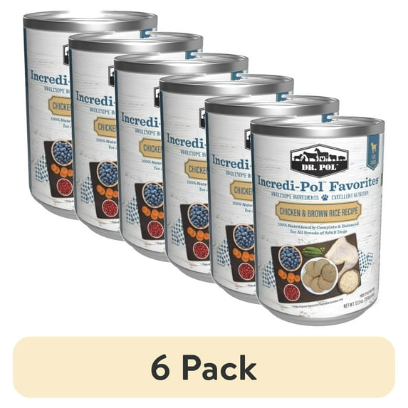 (6 pack) Dr. Pol Incredi-Pol Favorites Chicken & Rice Canned Dog Food, 12.5oz.