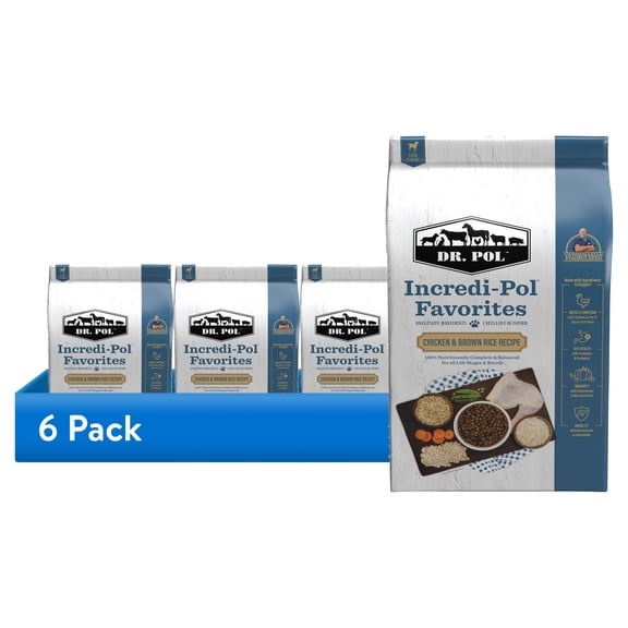(6 pack) Dr. Pol Incredi-Pol Favorites Chicken and Brown Rice Recipe Dog Food - 6lb