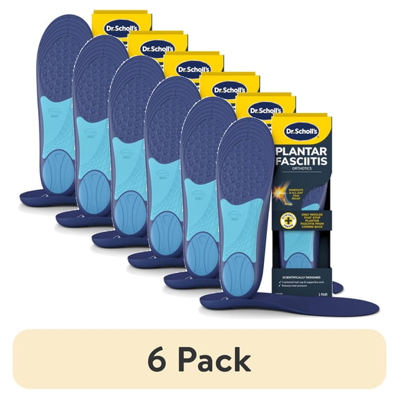 (6 pack) Dr. Scholl’s Plantar Fasciitis Pain Relief Insoles with Arch Support, Men Shoe Sizes 8-13, 1 Pair