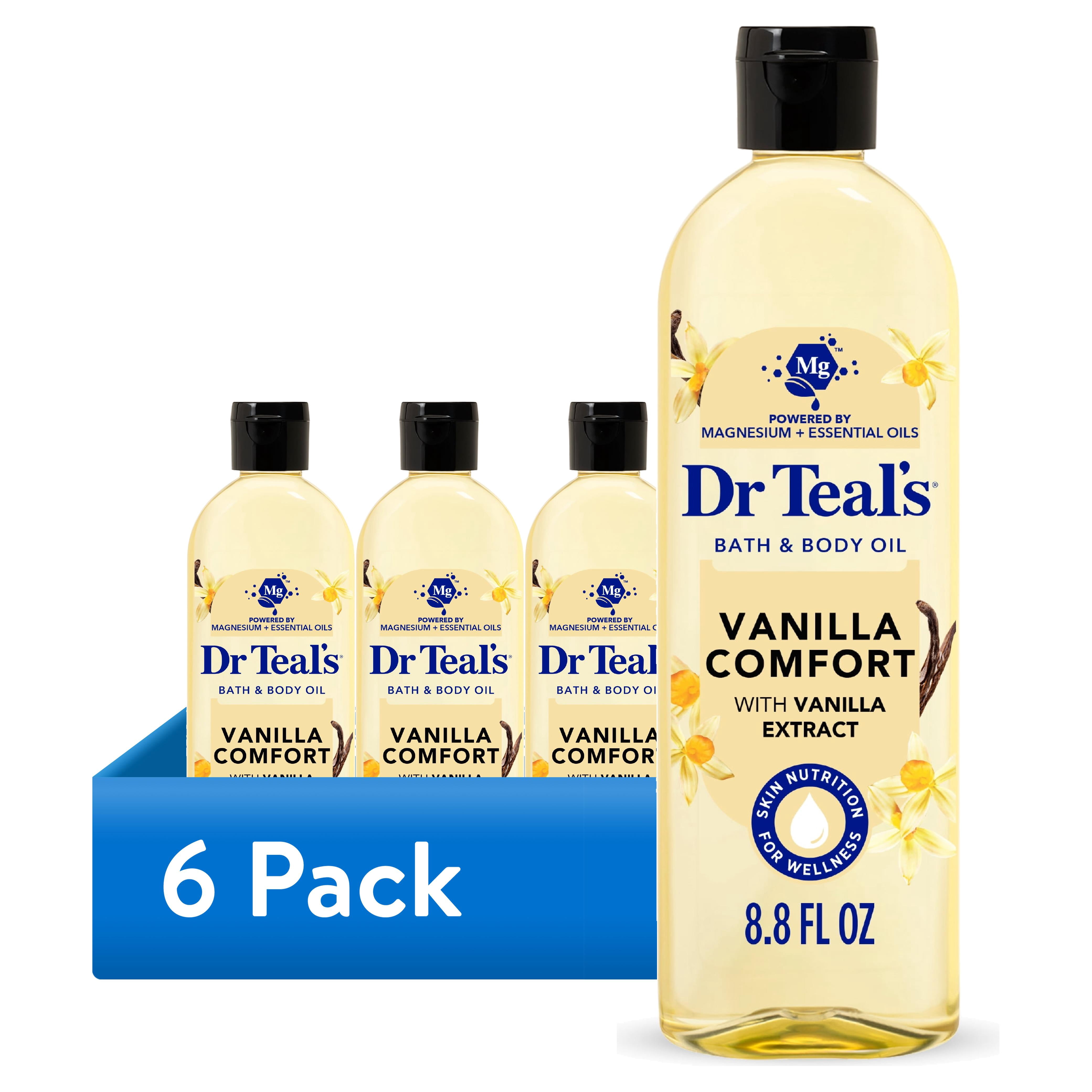 (6 pack) Dr Teal's Vanilla Comfort Moisturizing Bath & Body Oil, 8.8 fl oz