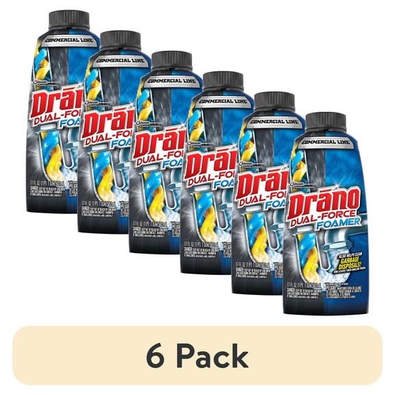 (6 pack) Drano Dual-Force Foamer, Hair and Drain Clog Remover, Commercial Line, 17 fl oz