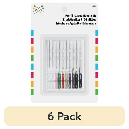 (6 pack) Pre-Threaded Needle Kit, Assorted Colors in Case