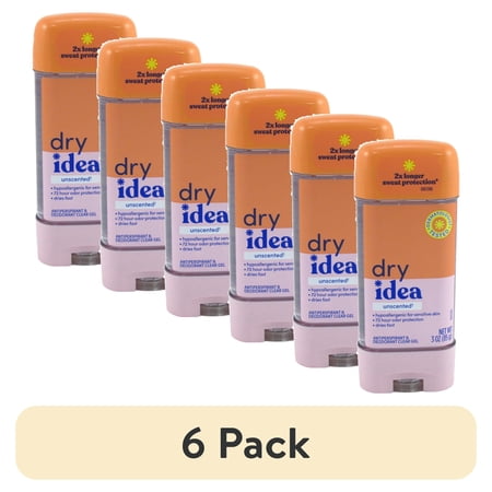 (6 pack) Dry Idea Advanced Dry Hypo Allergenic Clear Gel Antiperspirant And Deodorant, Unscented, 3 Oz..