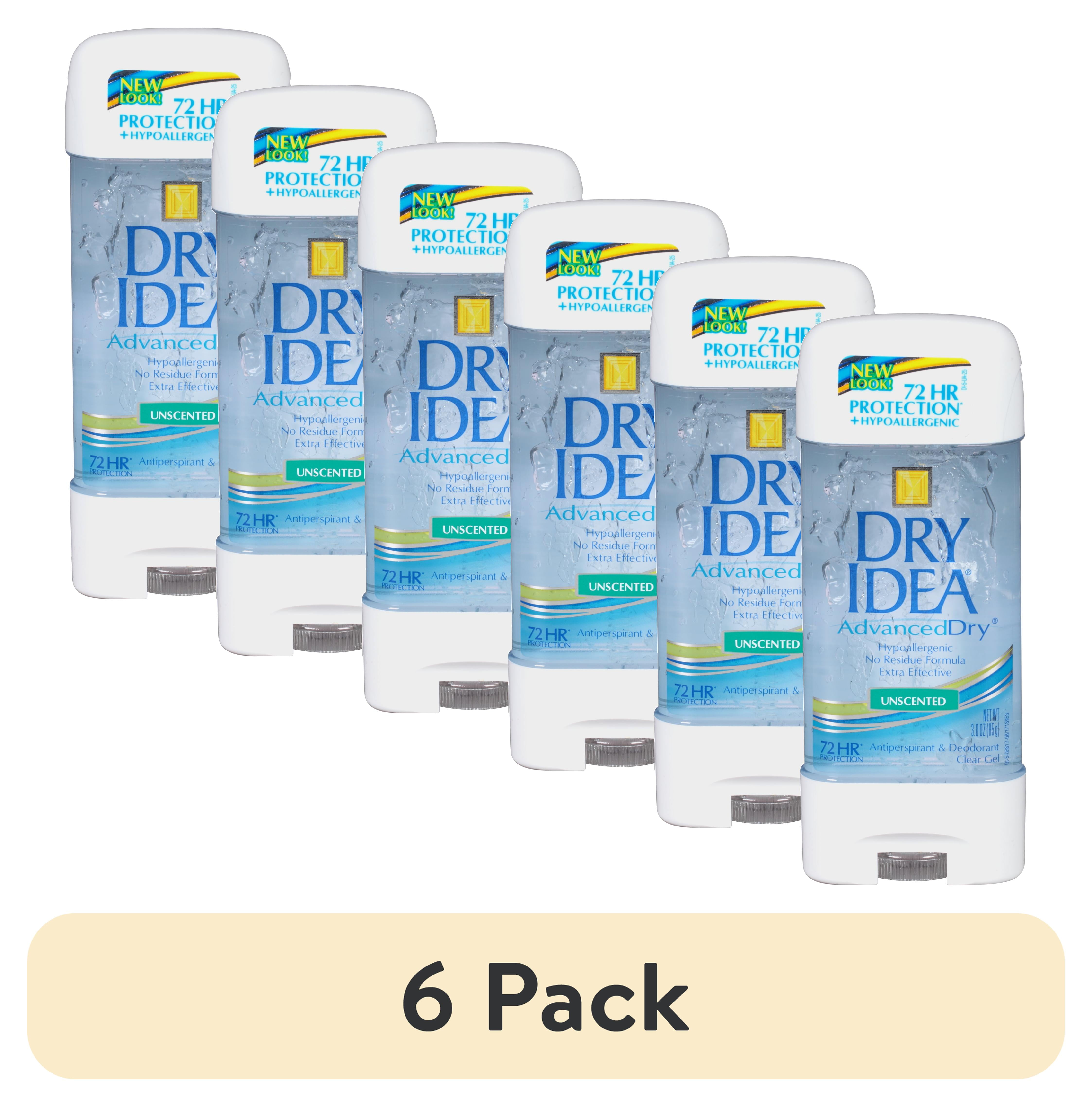 (6 pack) Dry Idea Antiperspirant Deodorant Gel, Unscented, 3 oz