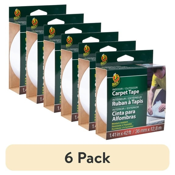 (6 pack) Duck Brand 1.41 in. x 42 ft. Indoor/Outdoor Carpet Tape, White