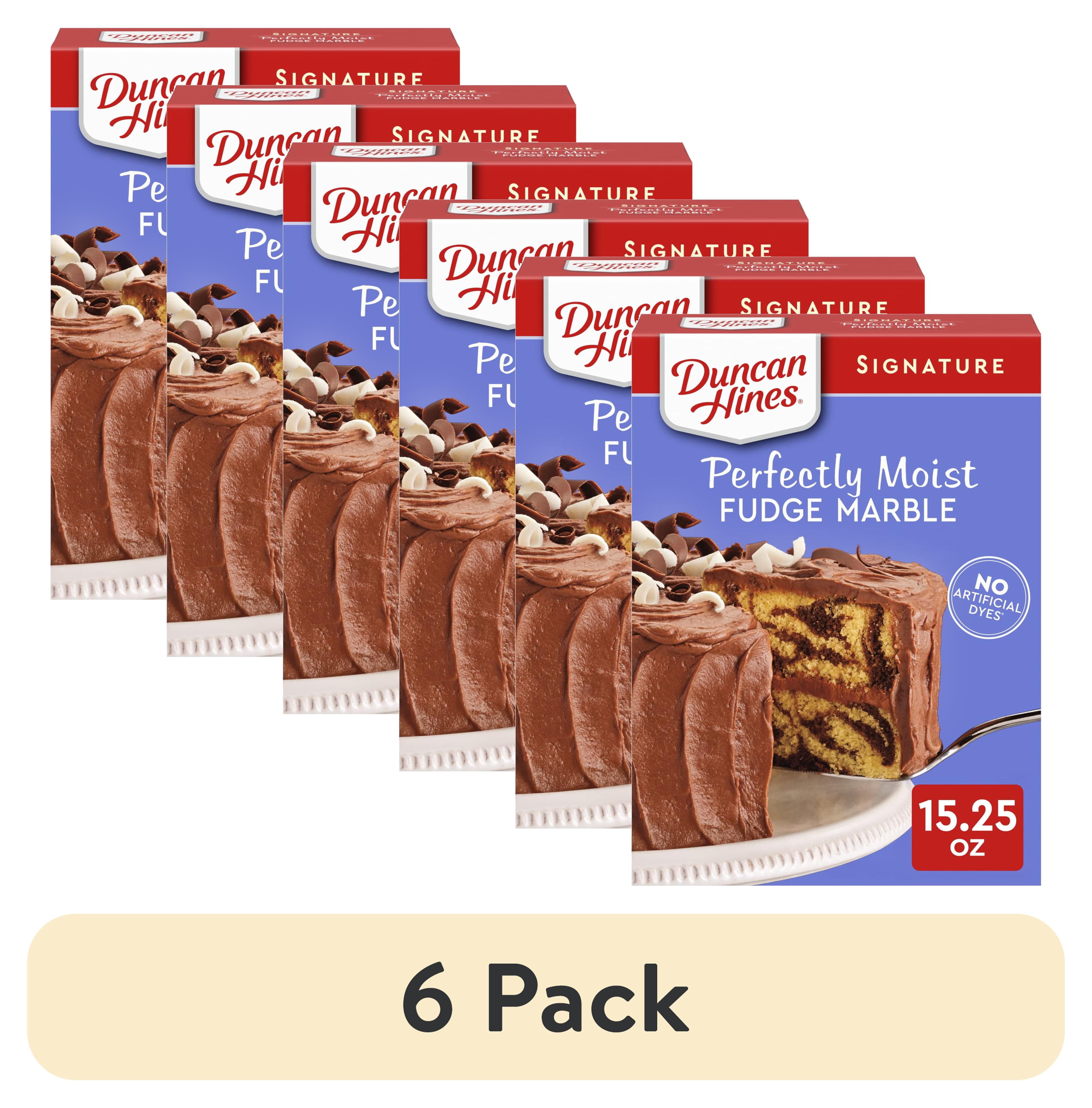 (6 pack) Duncan Hines Signature Perfectly Moist Fudge Marble Cake Mix, 15.25 oz.