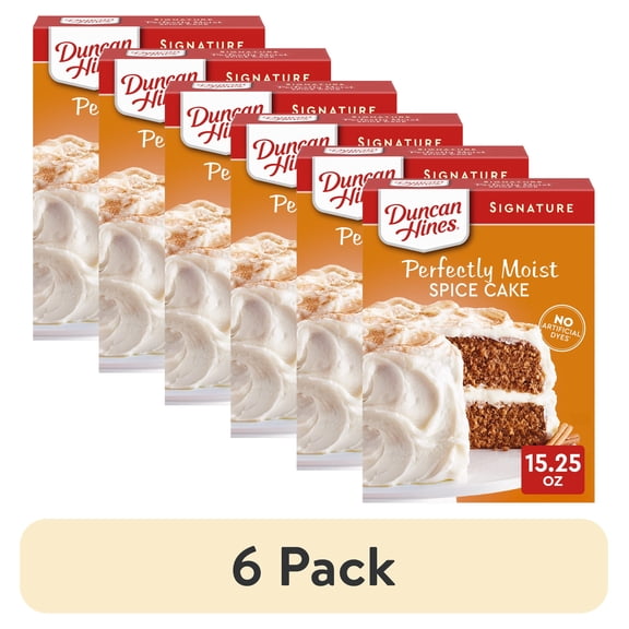 (6 pack) Duncan Hines Signature Perfectly Moist Spice Cake Mix, Halloween Baking, 15.25 oz.