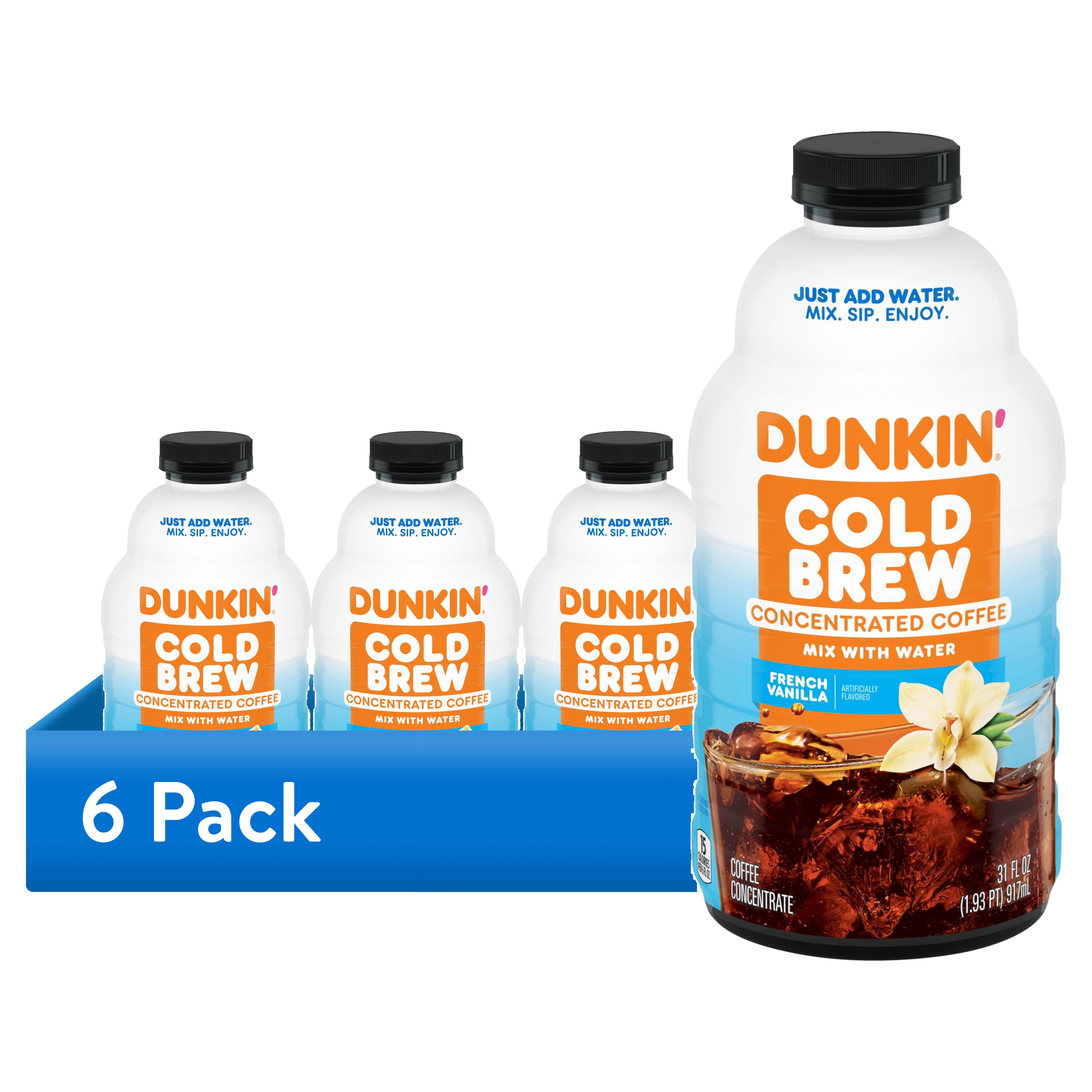 (6 pack) Dunkin French Vanilla Artificially Flavored Cold Brew Concentrated Coffee, 31 Fl oz Bottle