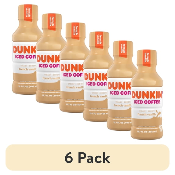 (6 pack) Dunkin' French Vanilla Iced Coffee, 13.7 fl oz Bottle
