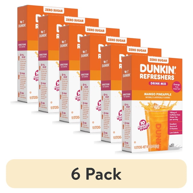 Cooking Powder Packets (6 pack) Dunkin' Refreshers Mango Pineapple, Singles to Go Powdered ...