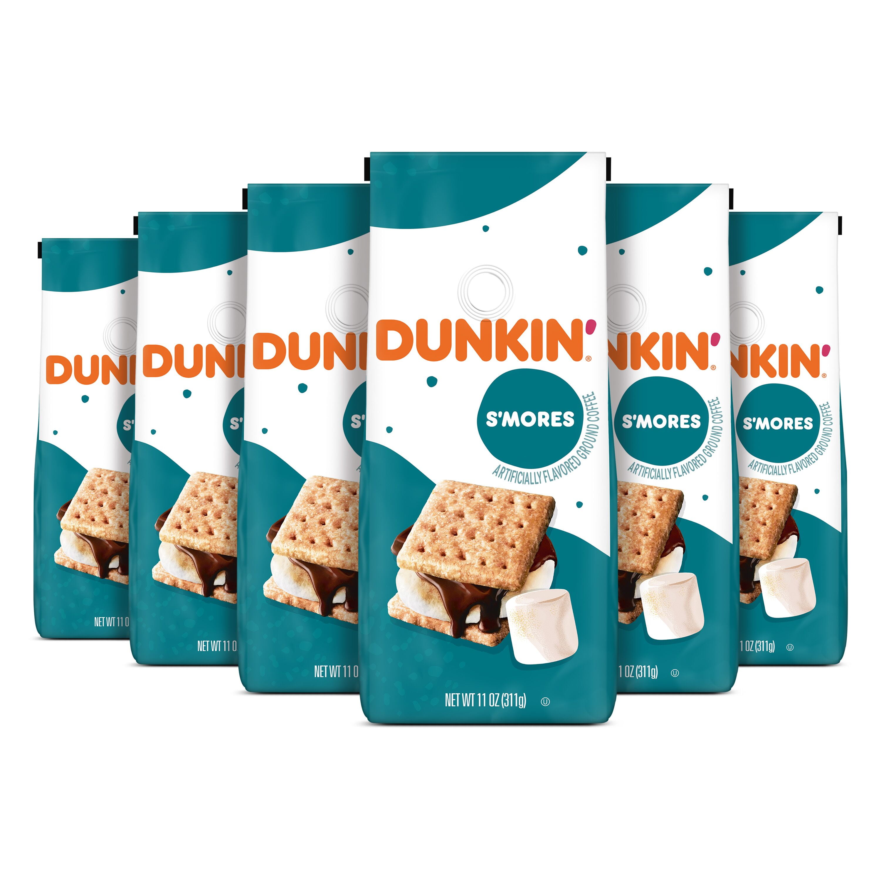 (6 pack) Dunkin Smores Artificially Flavored Ground Coffee, 11 oz Bag