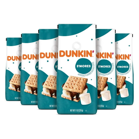 (6 pack) Dunkin Smores Artificially Flavored Ground Coffee, 11 oz Bag