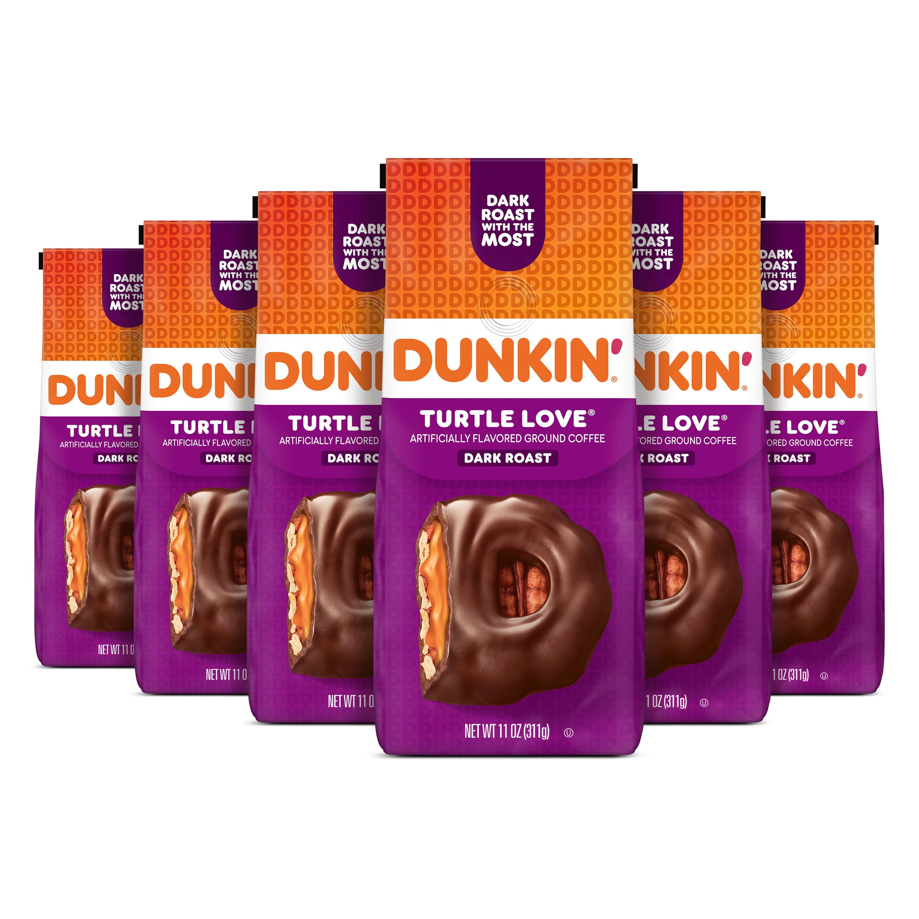 (6 pack) Dunkin Turtle Love Ground Coffee, 11 oz Bag