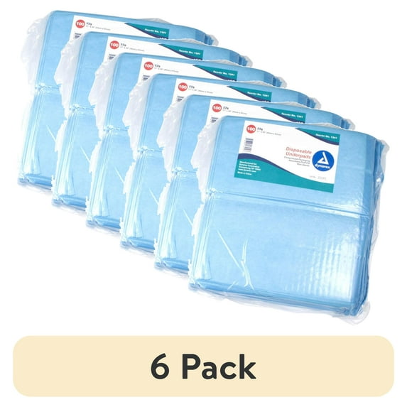 (6 pack) Dynarex Disposable Underpad, 17 Inches X 24 Inches, 100 Count