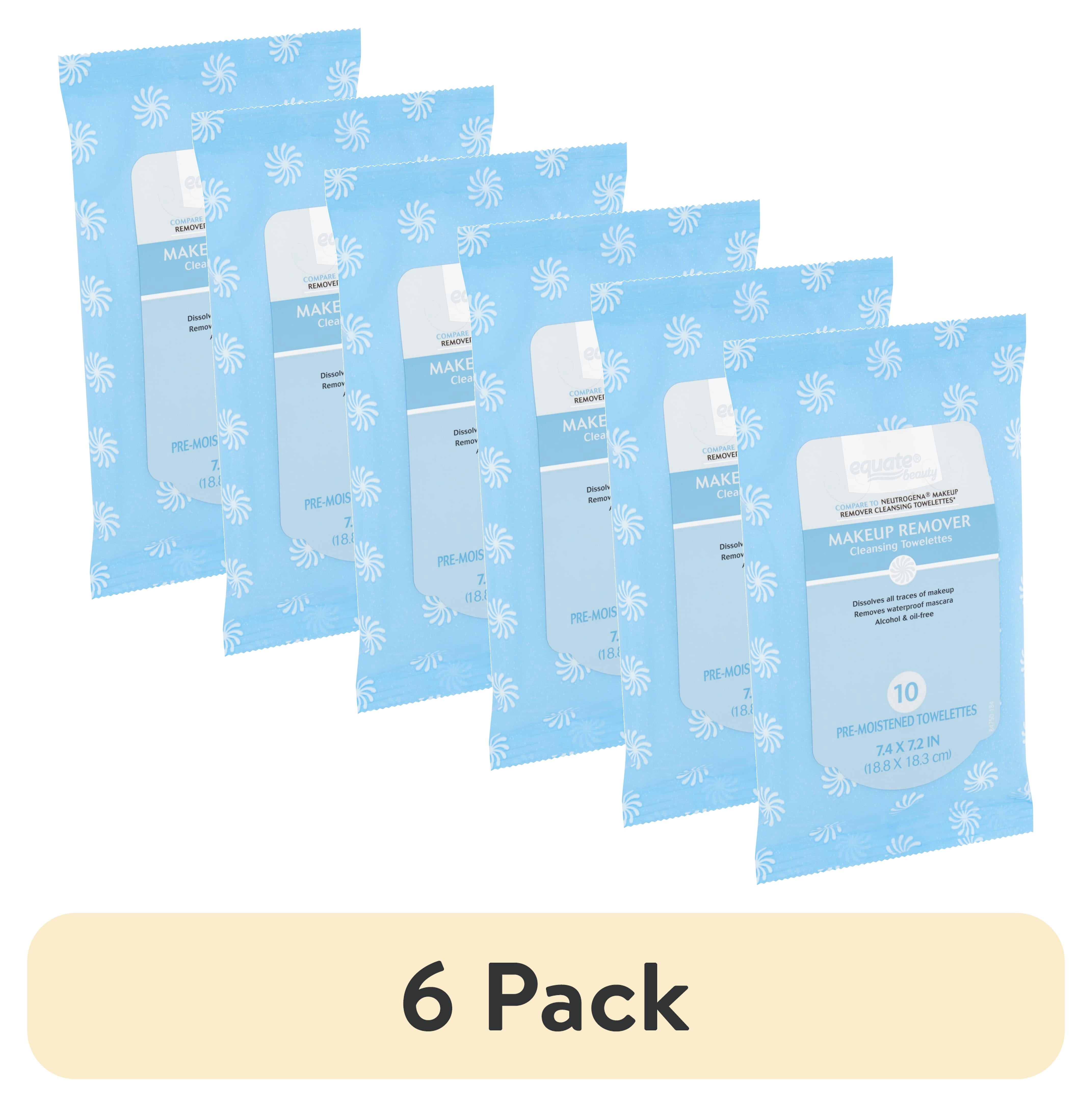 (6 pack) Equate Beauty Makeup Remover Cleansing Towelettes for Travel, 10 Wipes