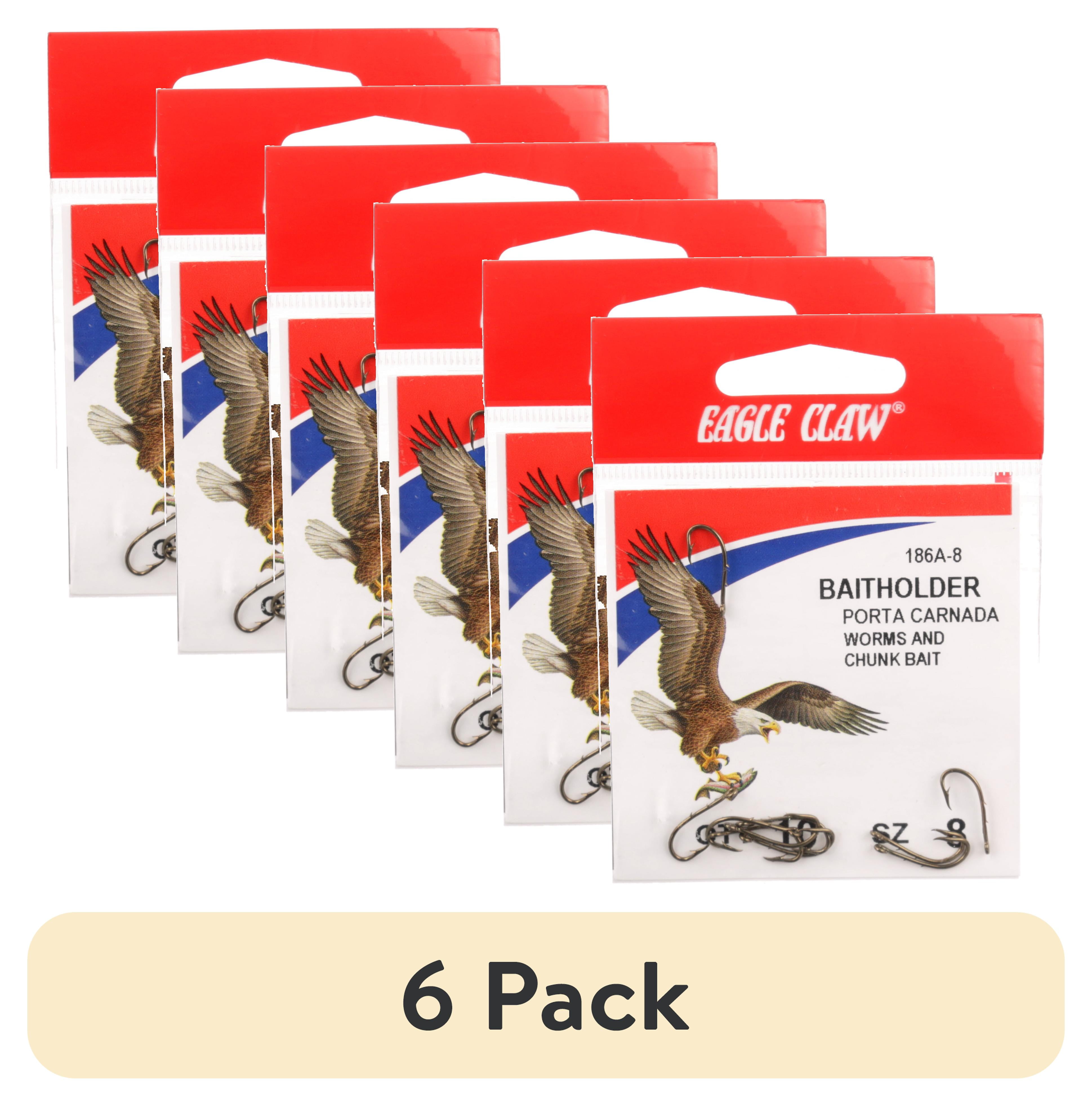 (6 pack) Eagle Claw 186AH-8 Baitholder 2-Slice Offset Hook, Bronze, Size 8
