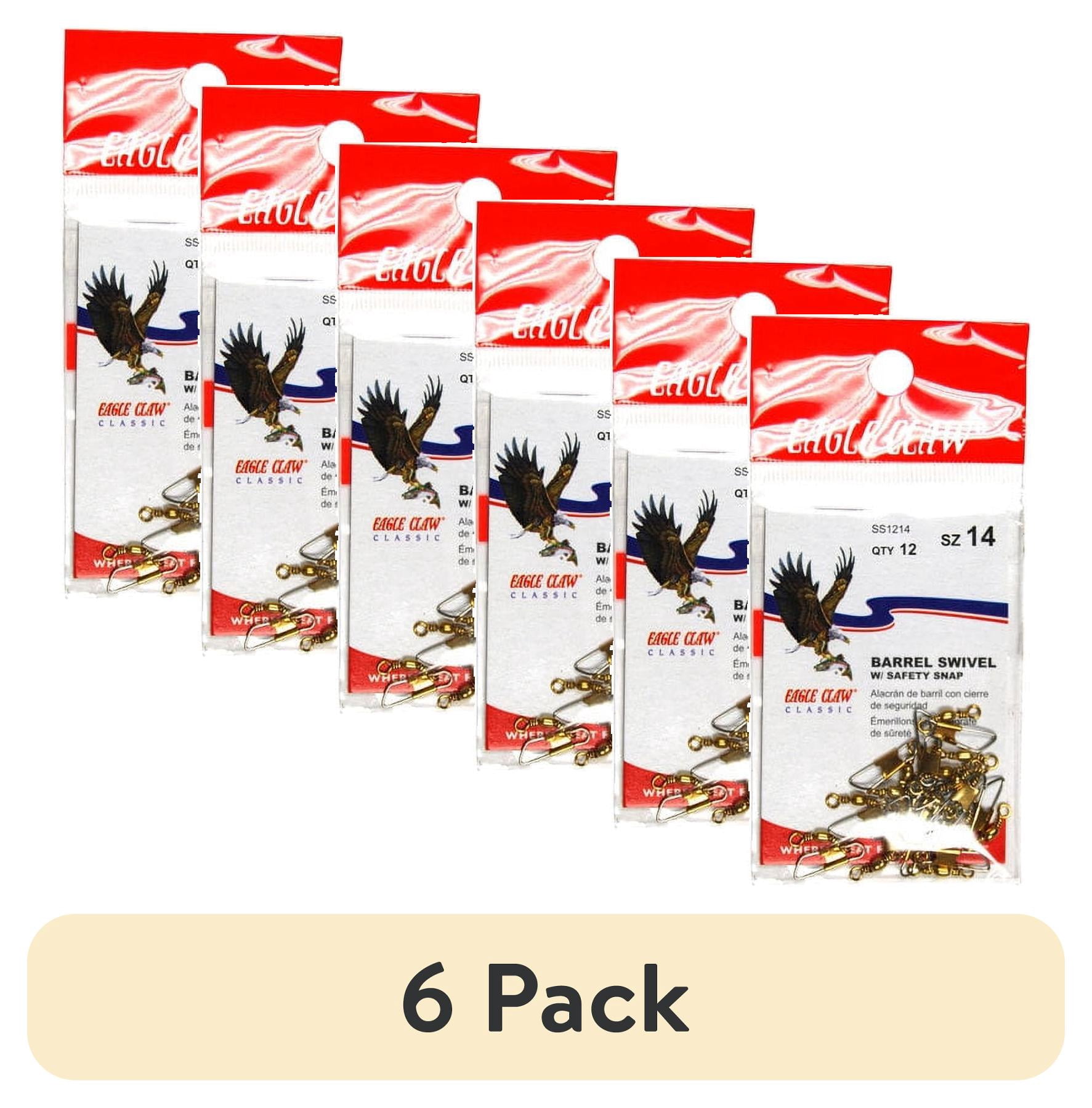 (6 pack) Eagle Claw Barrel Swivel, Brass, Size 14, 12 Pack