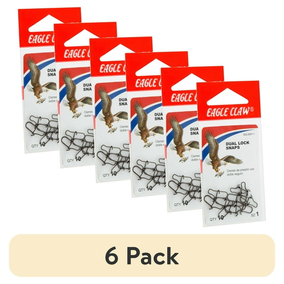 (6 pack) Eagle Claw Dual Lock Snaps, Size 1