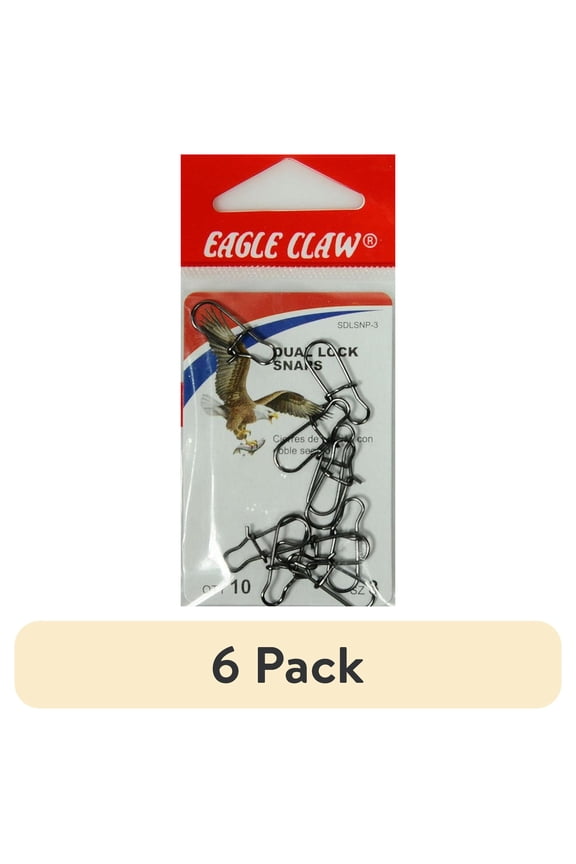 (6 pack) Eagle Claw Dual Lock Snaps, Size 3, 10 Pack