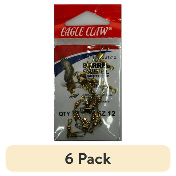 (6 pack) Eagle Claw Fishing, SS1212 Barrel Swivel, Size 12.