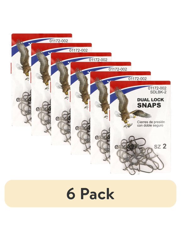 (6 pack) Eagle Claw Fishing Tackle, 01172-002 Dual Lock Snap, Black, Size 2