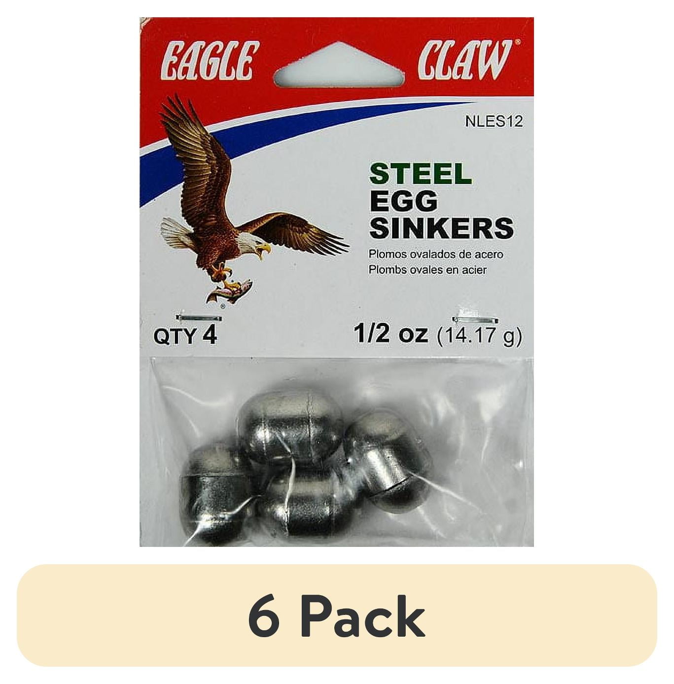 pack) Eagle Claw NLES12 Steel Egg Sinker Weight, 1/2 oz