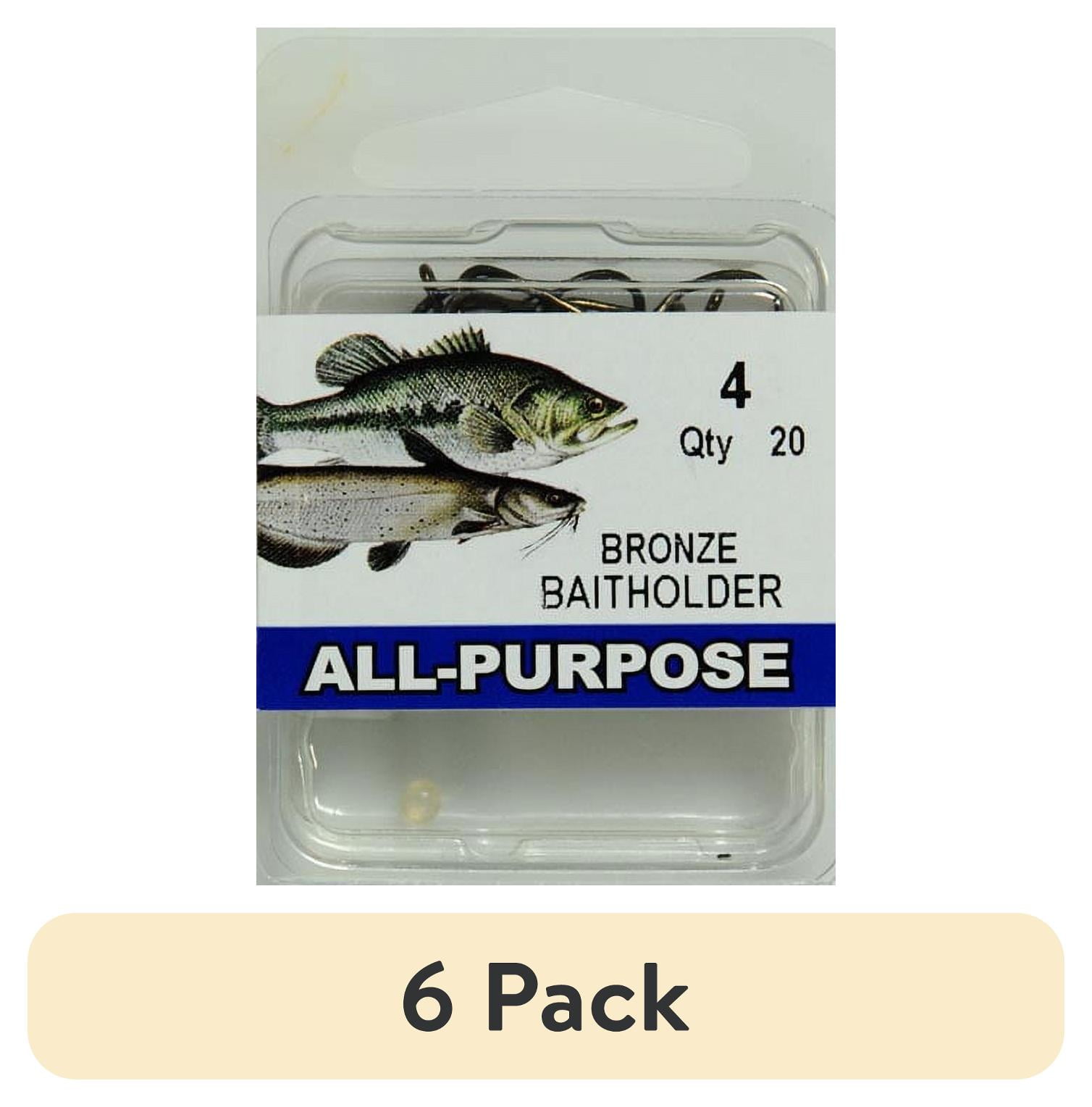 (6 pack) Eagle Claw RBHW-4 Baitholder Hook, Bronze, Size 4, 20 Pack