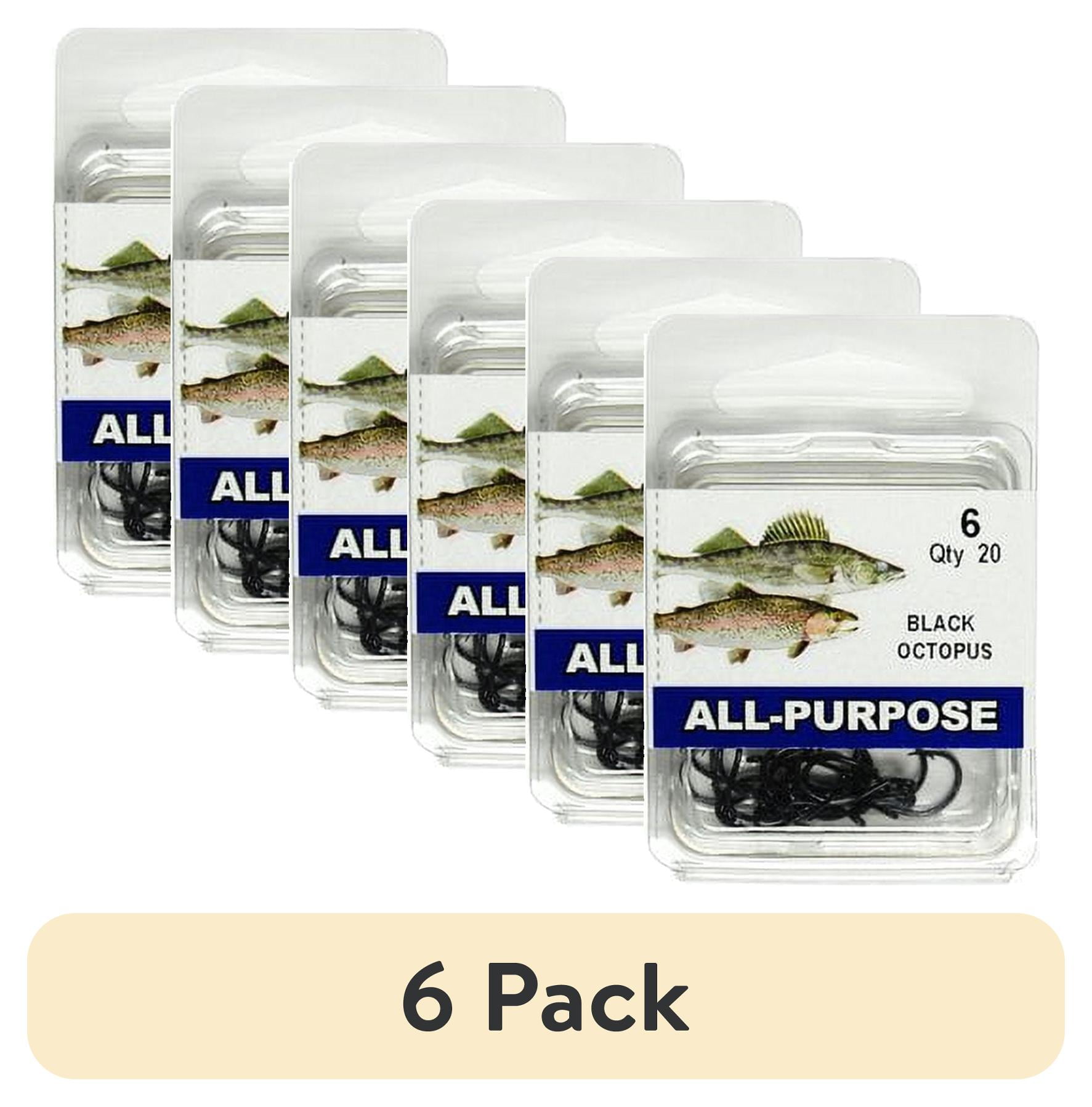 (6 pack) Eagle Claw ROCTW-6 Octopus Hook, Black, Size 6, 20 Pack