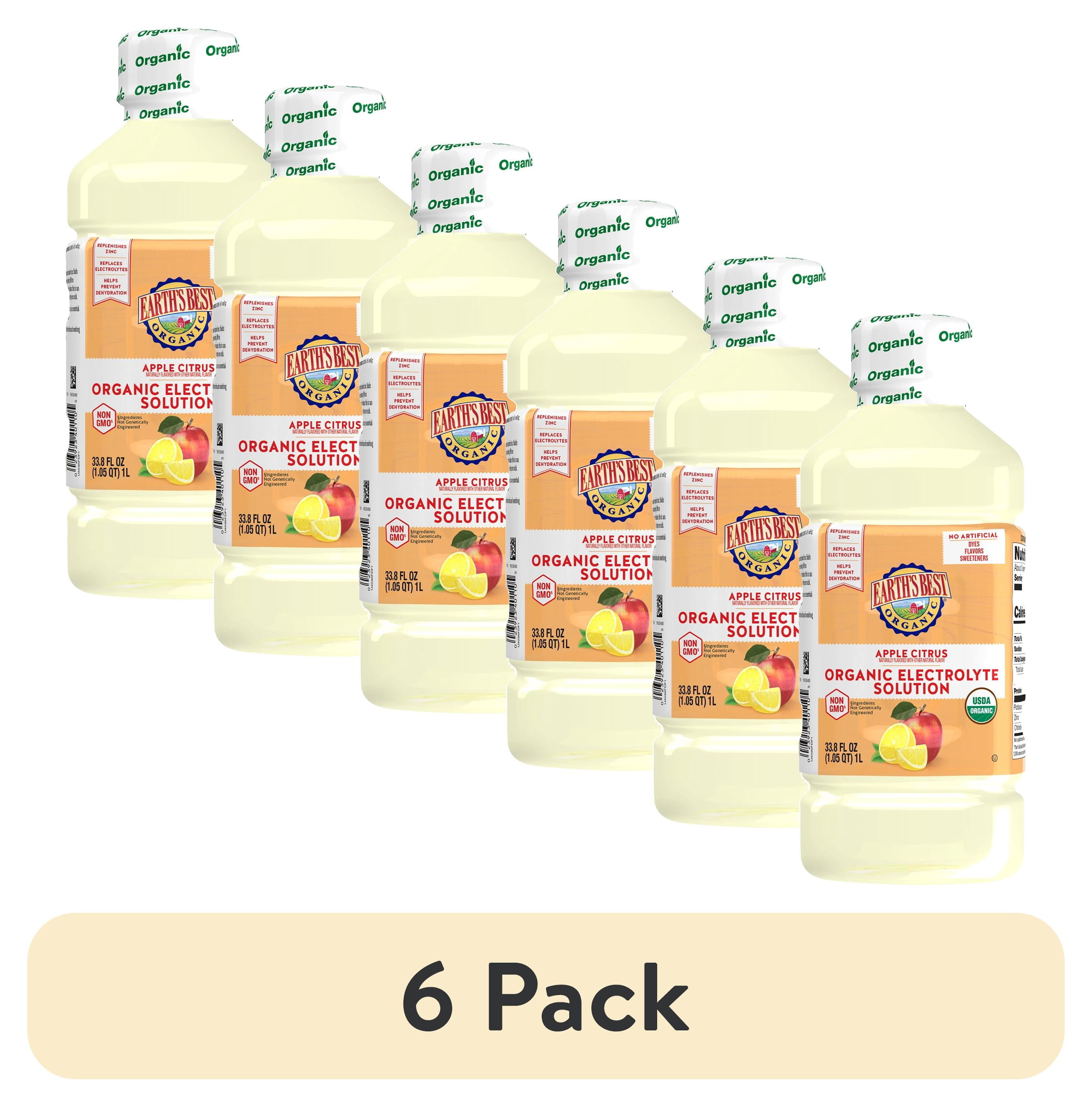 (6 pack) Earth's Best Organic Electrolyte Solution, Apple Citrus, 1 Liter